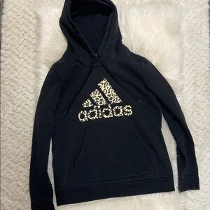 Adidas Black Hoodie with Leopard Logo